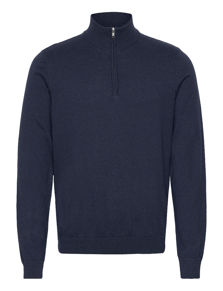 Clean Cut Copenhagen Claude Half-Zip Knit Navy Melange – produktbilde forfra