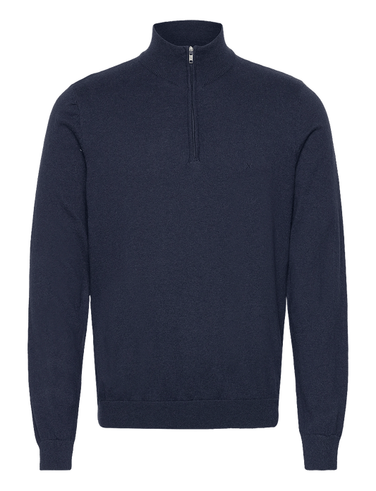 Clean Cut Copenhagen Claude Half-Zip Knit Navy Melange – produktbilde forfra