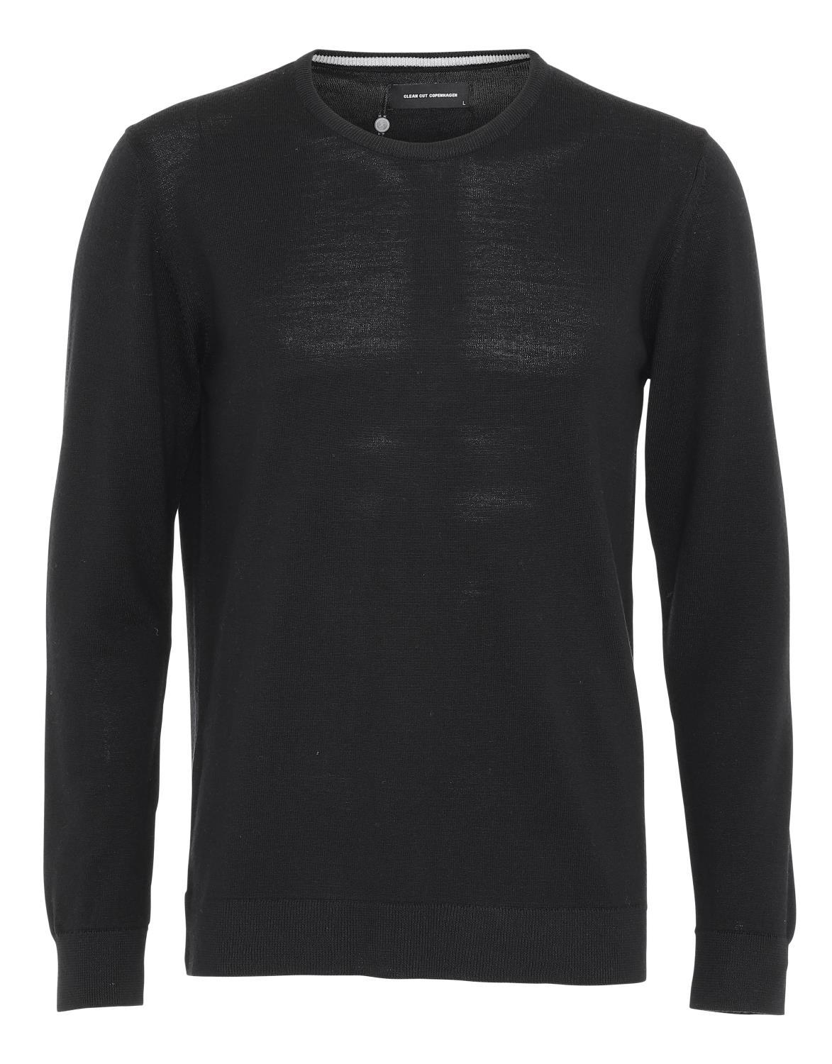 Clean Cut Copenhagen 100% Merino Wool Crew Neck Black – produktbilde 1