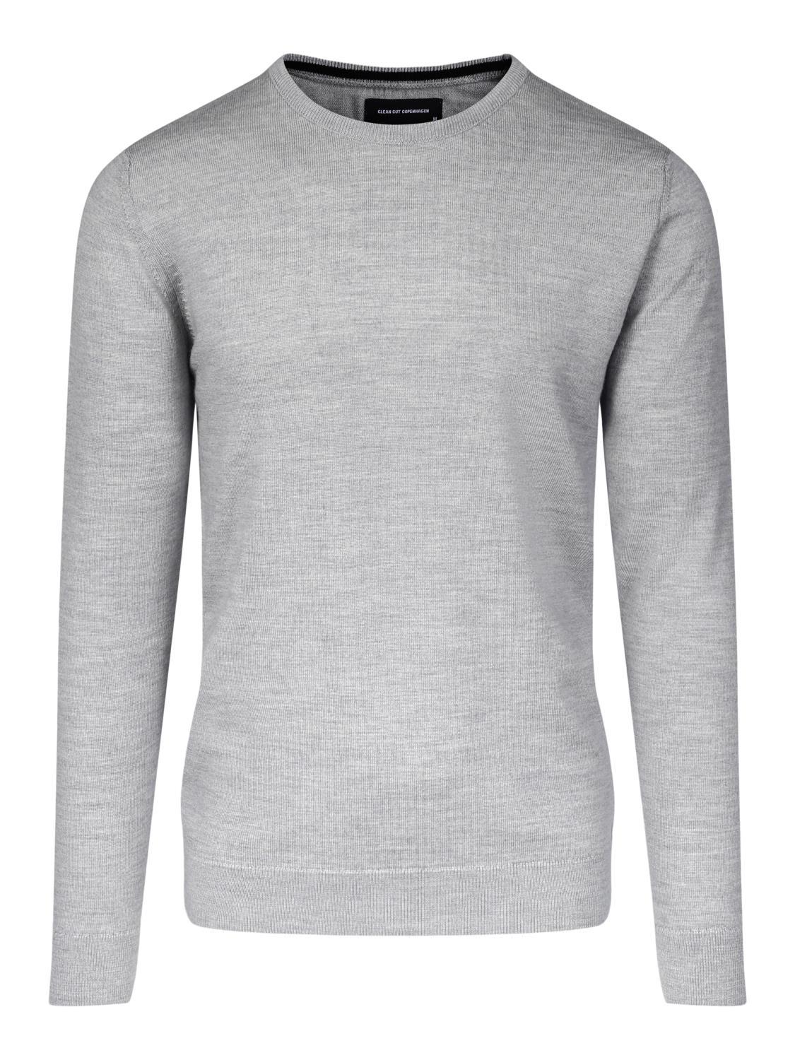 Clean Cut Copenhagen 100% Merino Wool Crew Neck Lt Grey Melange – produktbilde 1