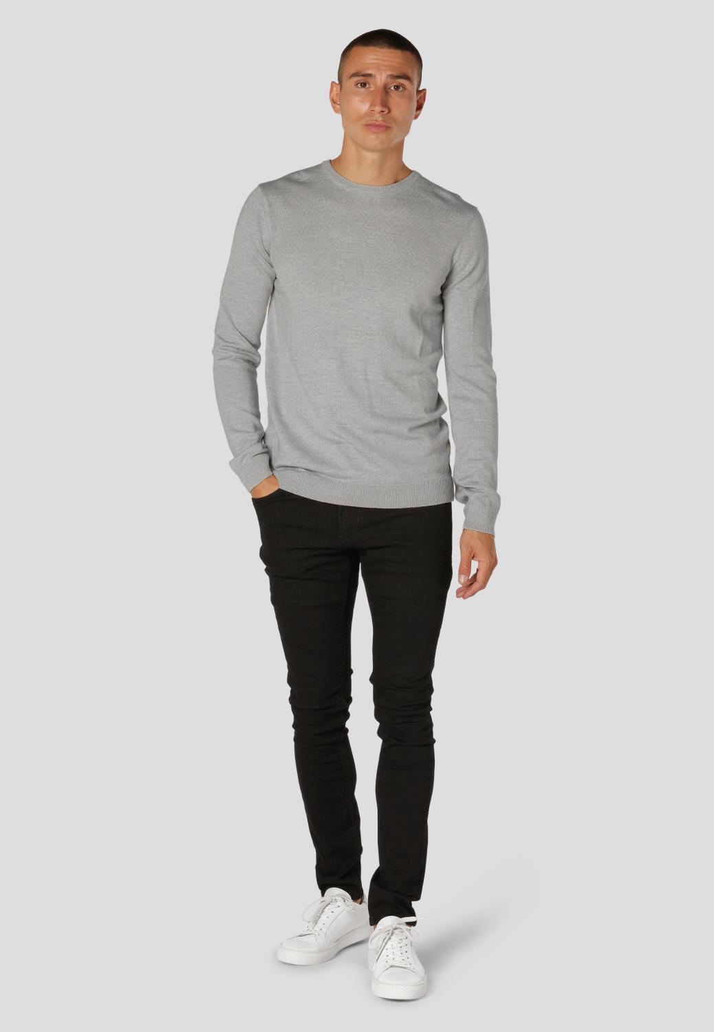 Clean Cut Copenhagen 100% Merino Wool Crew Neck Lt Grey Melange – produktbilde 3