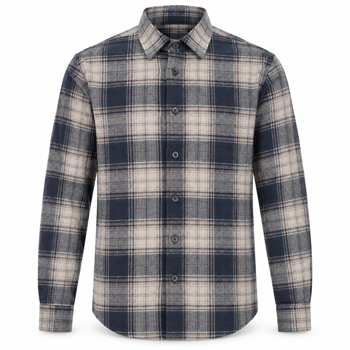 Clean Cut Eske flanellskjorte i Ecru og Dark Navy