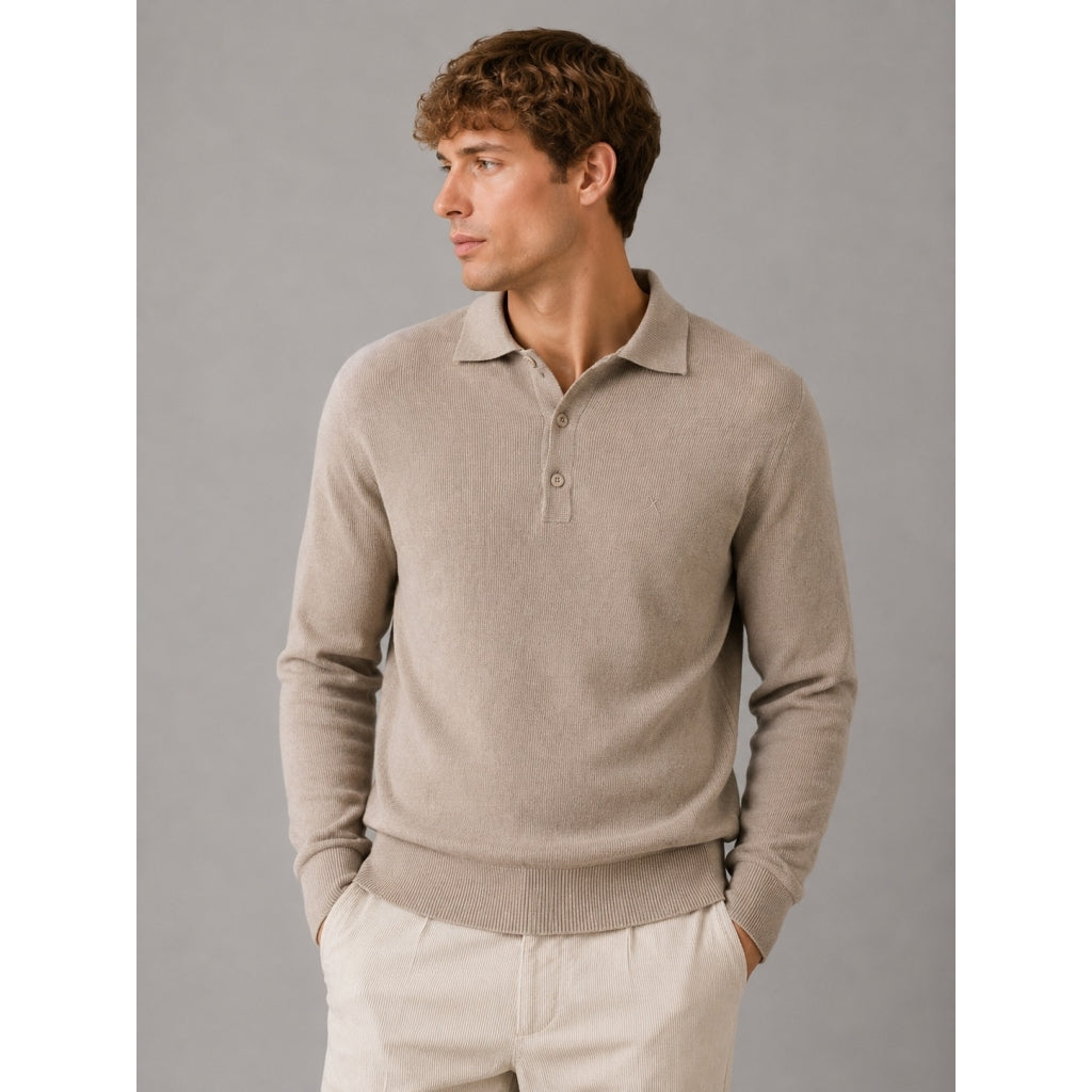 Clean Cut Copenhagen Mario Polo Knit Ecru Melange – nærmeste dokumenterte farge: Brindle Beige – produktbilde 1