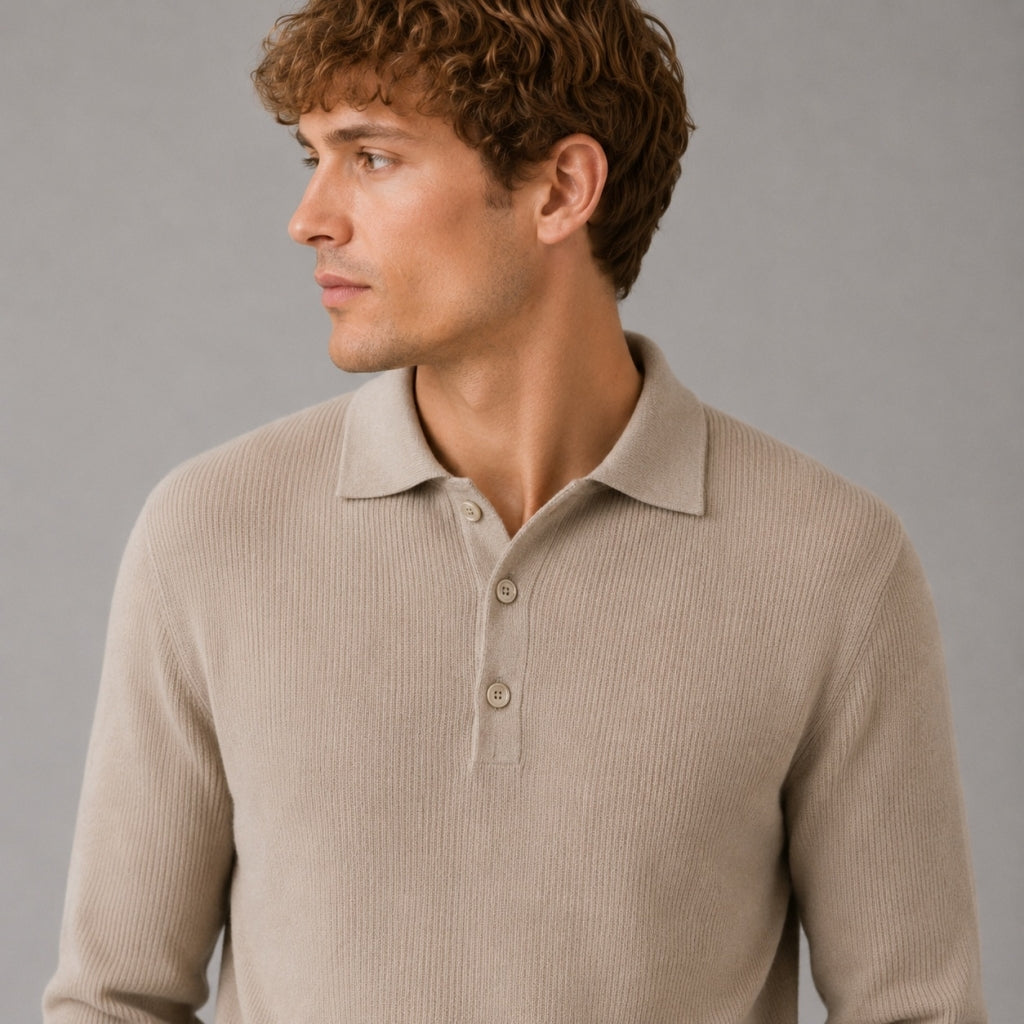 Clean Cut Copenhagen Mario Polo Knit Ecru Melange – nærmeste dokumenterte farge: Brindle Beige – produktbilde 2