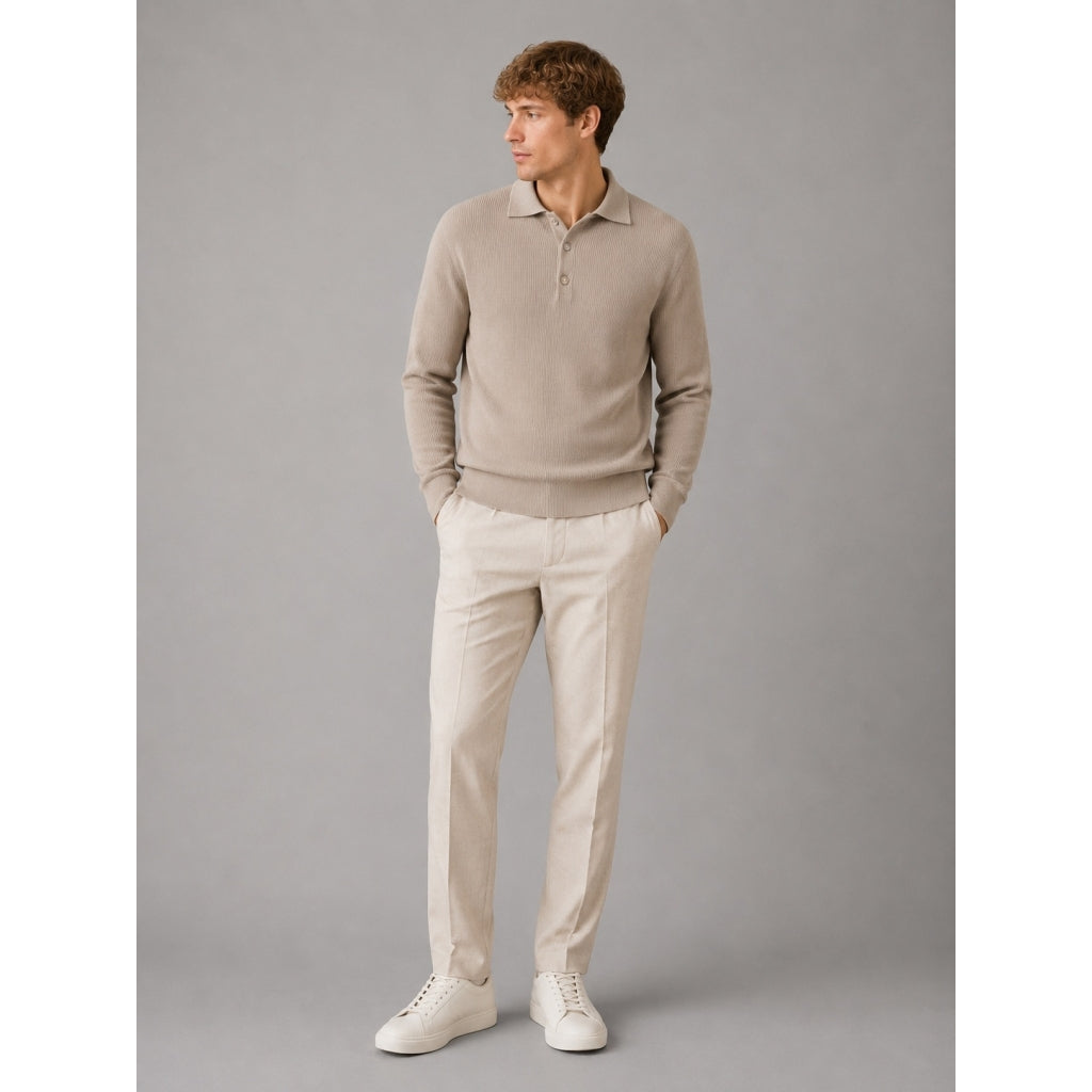 Clean Cut Copenhagen Mario Polo Knit Ecru Melange – nærmeste dokumenterte farge: Brindle Beige – produktbilde 3