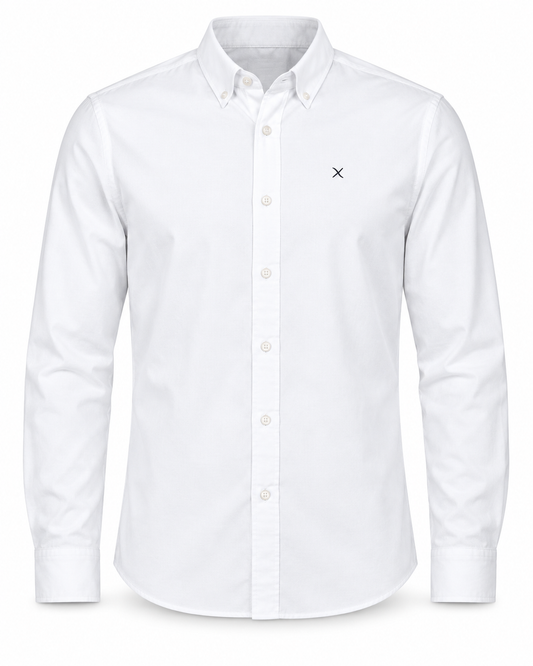 Clean Cut Copenhagen Oxford Stretch Plain Shirt White – packshot på hvit bakgrunn