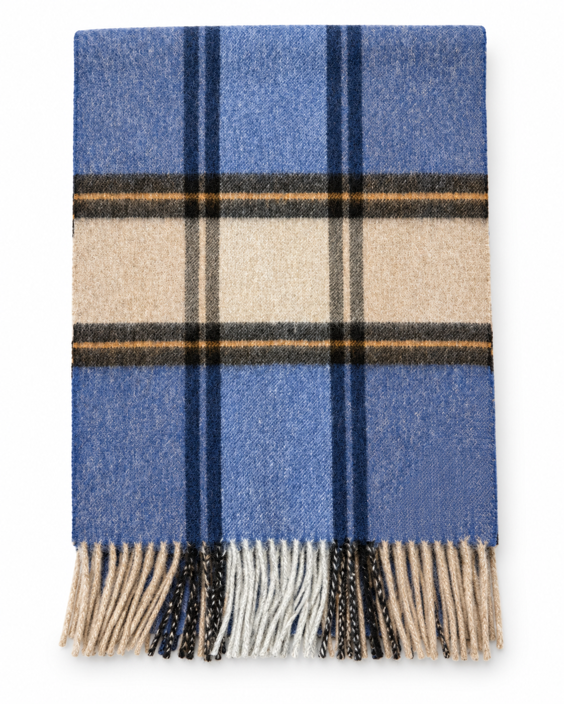 Connexion rutete ullskjerf Blå/Beige – produktbilde