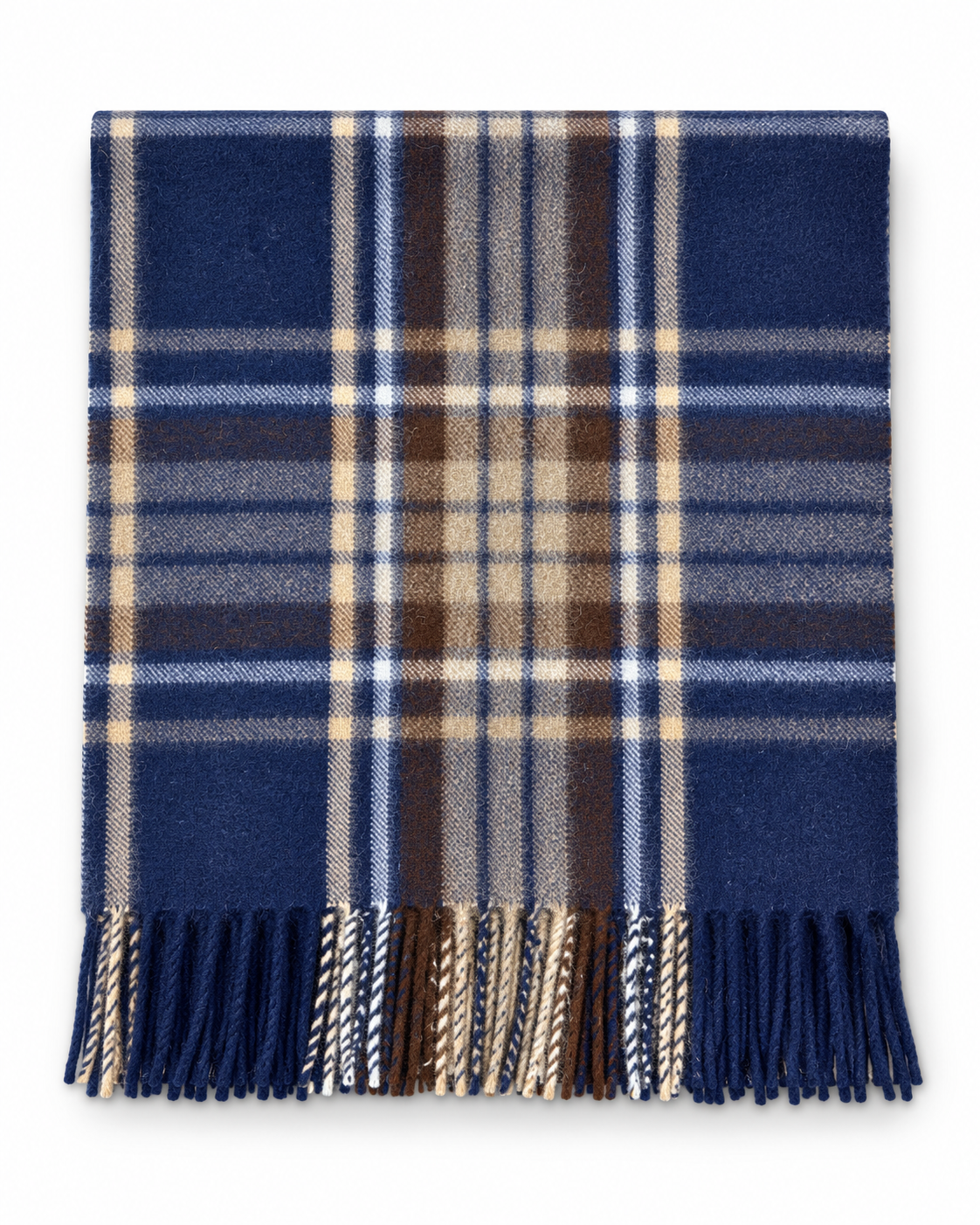 Connexion rutete ullskjerf Navy/Brun – produktbilde