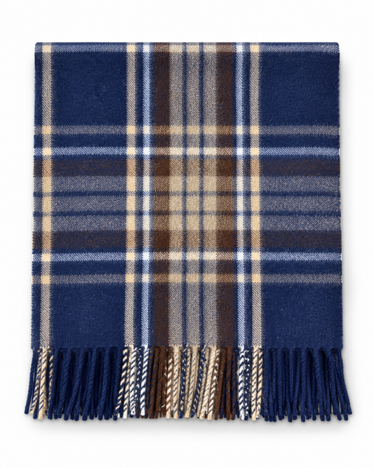 Connexion rutete ullskjerf Navy/Brun – produktbilde