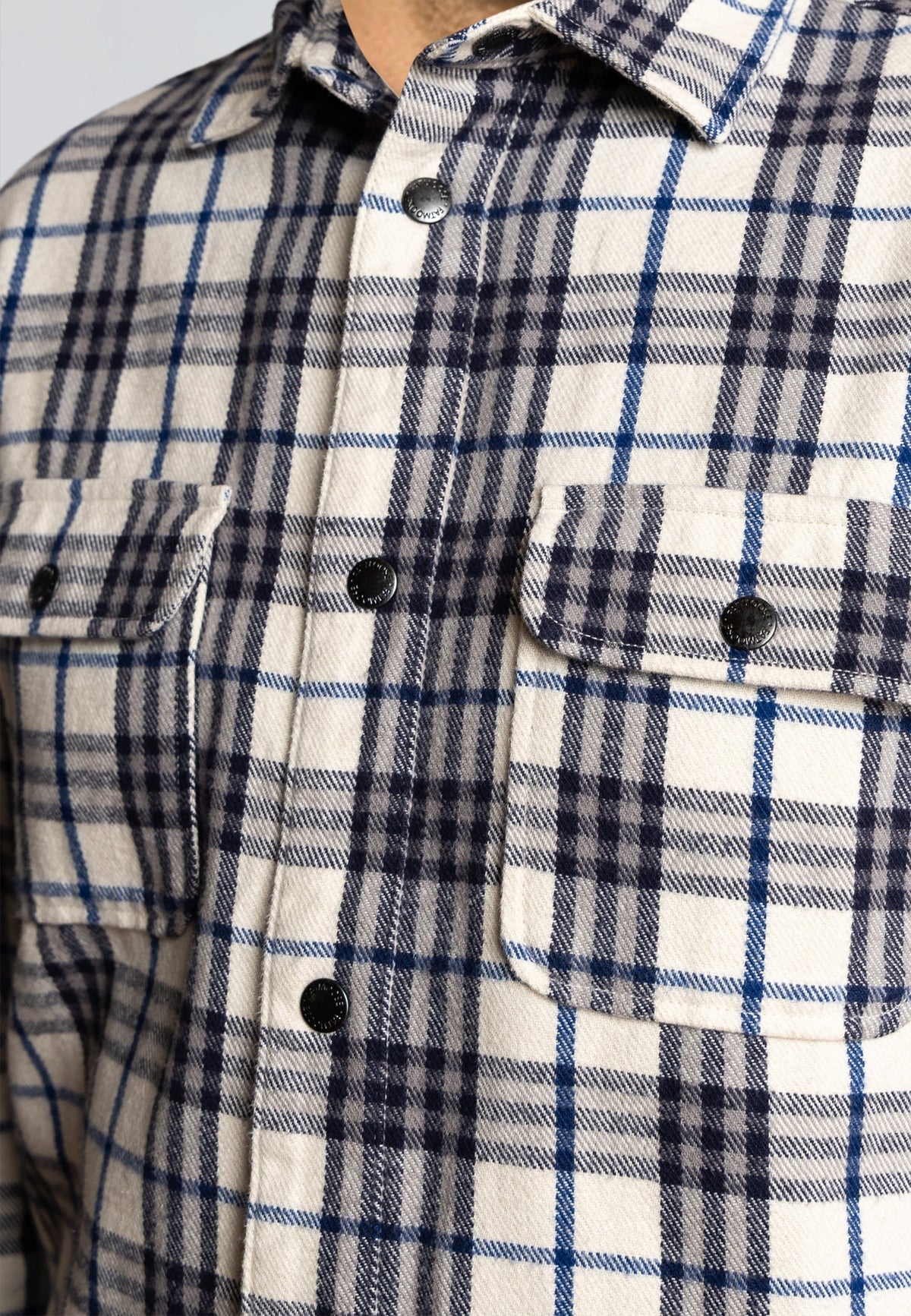Fat Moose Adrian Cotton Check Shirt Ecru/Dark Navy – bilde 3