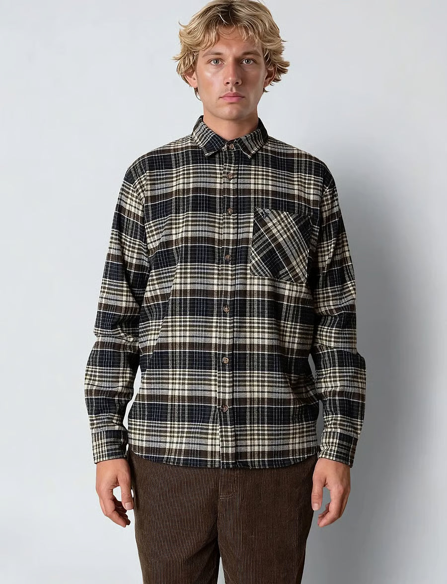 Fat Moose Forest Flannel Shirt Navy/Moss Check – produktbilde 1
