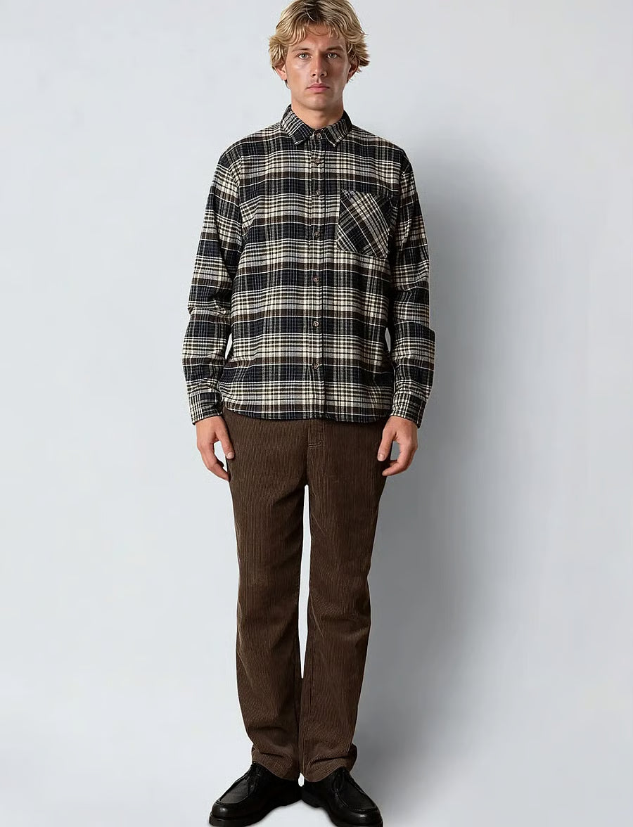 Fat Moose Forest Flannel Shirt Navy/Moss Check – produktbilde 4