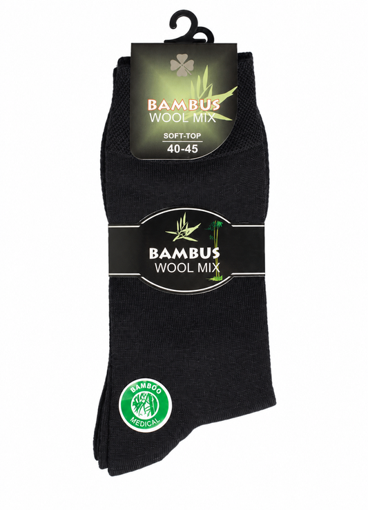 Kløver ull- og bambussokker 2-pk i sort