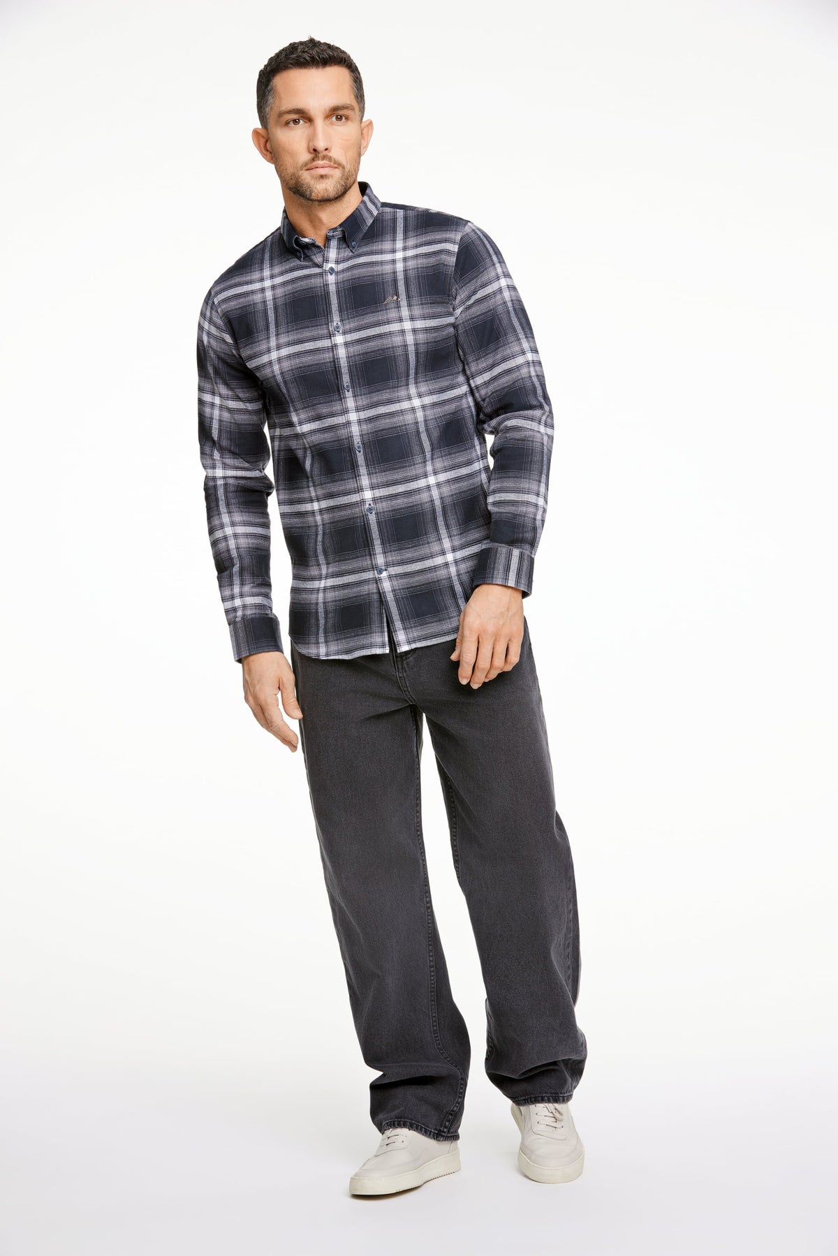 Lindbergh Check Flannel Shirt Black – bilde 1