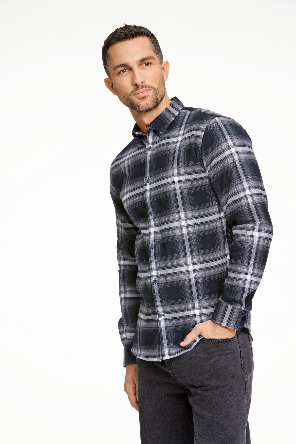 Lindbergh Check Flannel Shirt Black – bilde 2