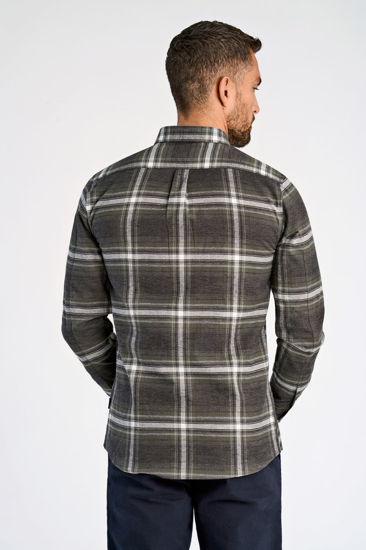 Lindbergh Check Flannel Shirt Dark Army – bilde 3