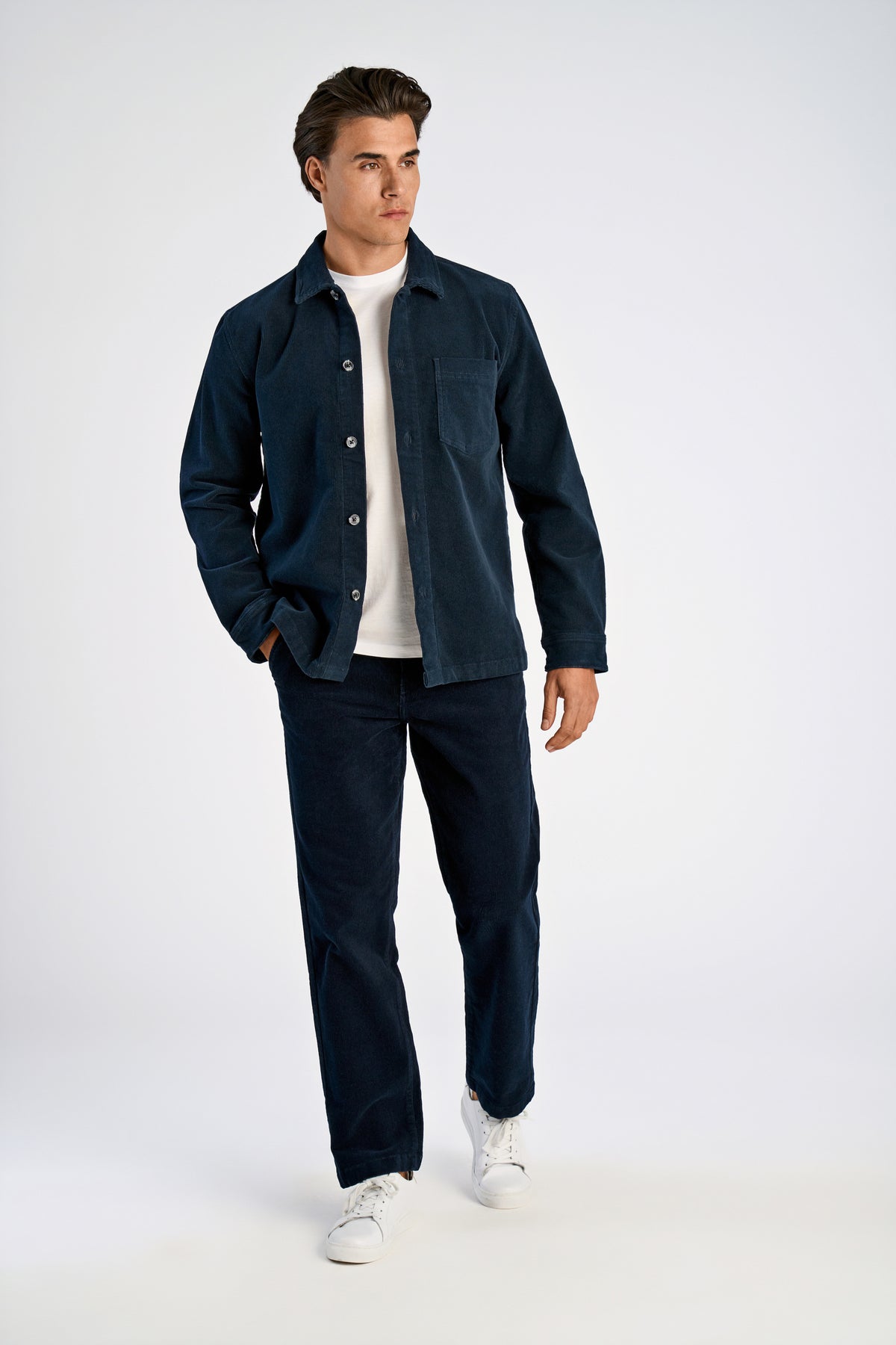 Lindbergh Cord Overshirt Navy – bilde 1