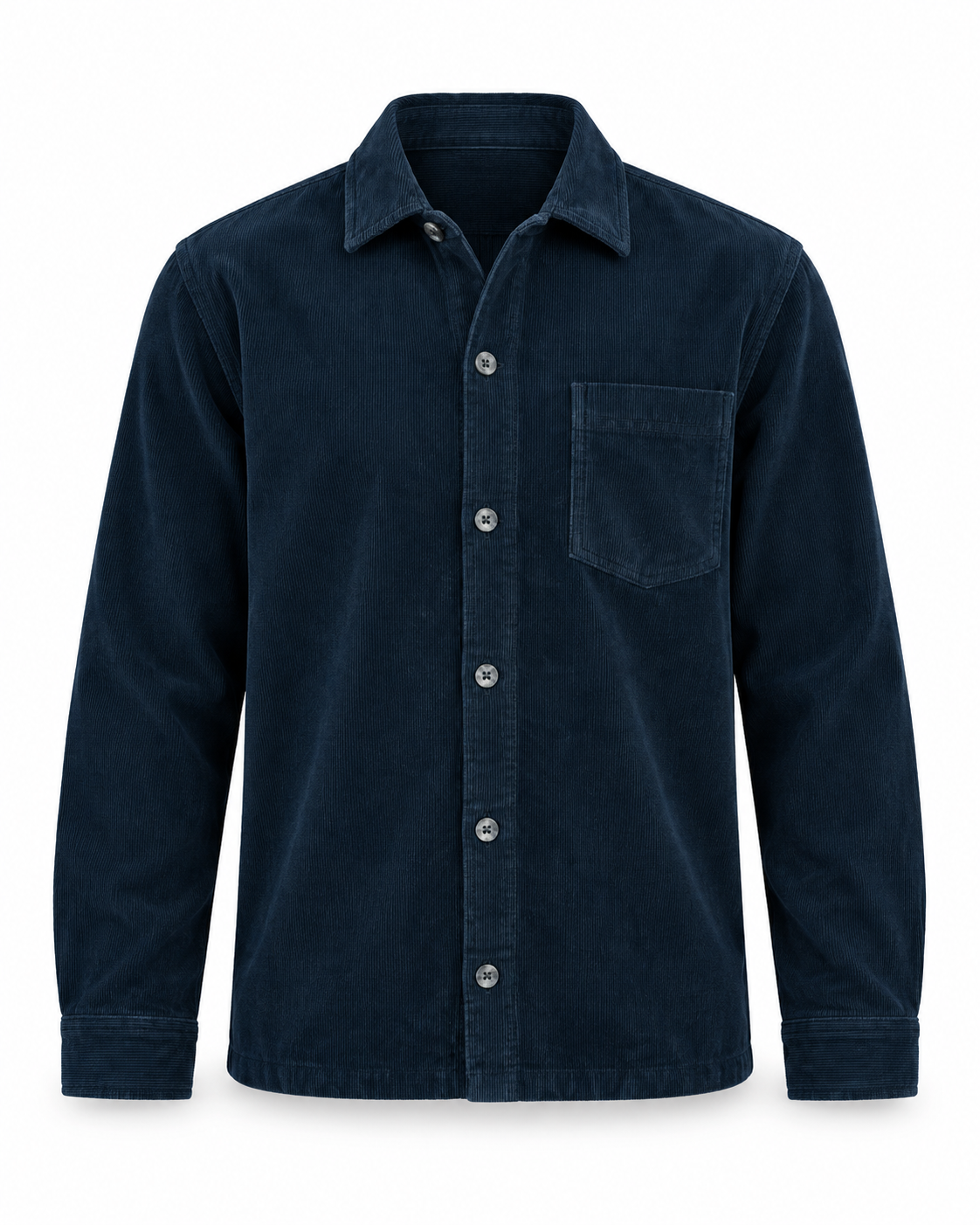 Lindbergh Cord Overshirt Navy – packshot på hvit bakgrunn