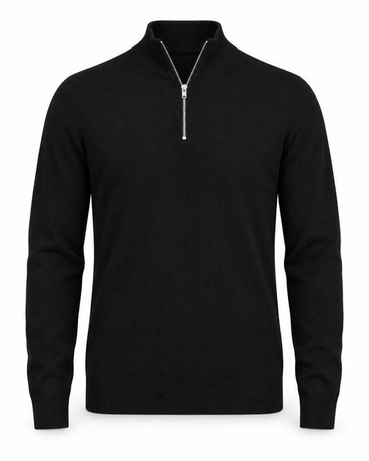Lindbergh Half Zip Black – packshot på hvit bakgrunn