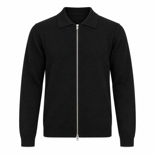 Lindbergh Merino Wool Full Zip Cardigan Black – produktbilde