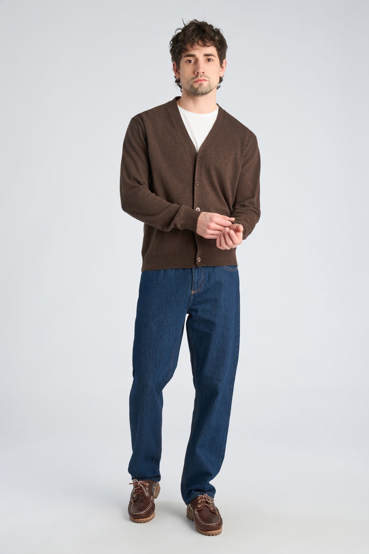 Lindbergh Wool Cardigan Brown Melange – bilde 1