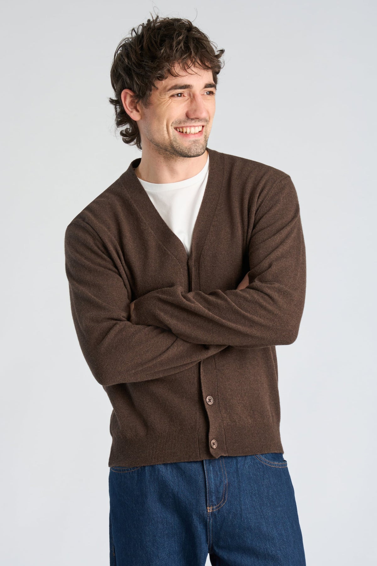 Lindbergh Wool Cardigan Brown Melange – bilde 2