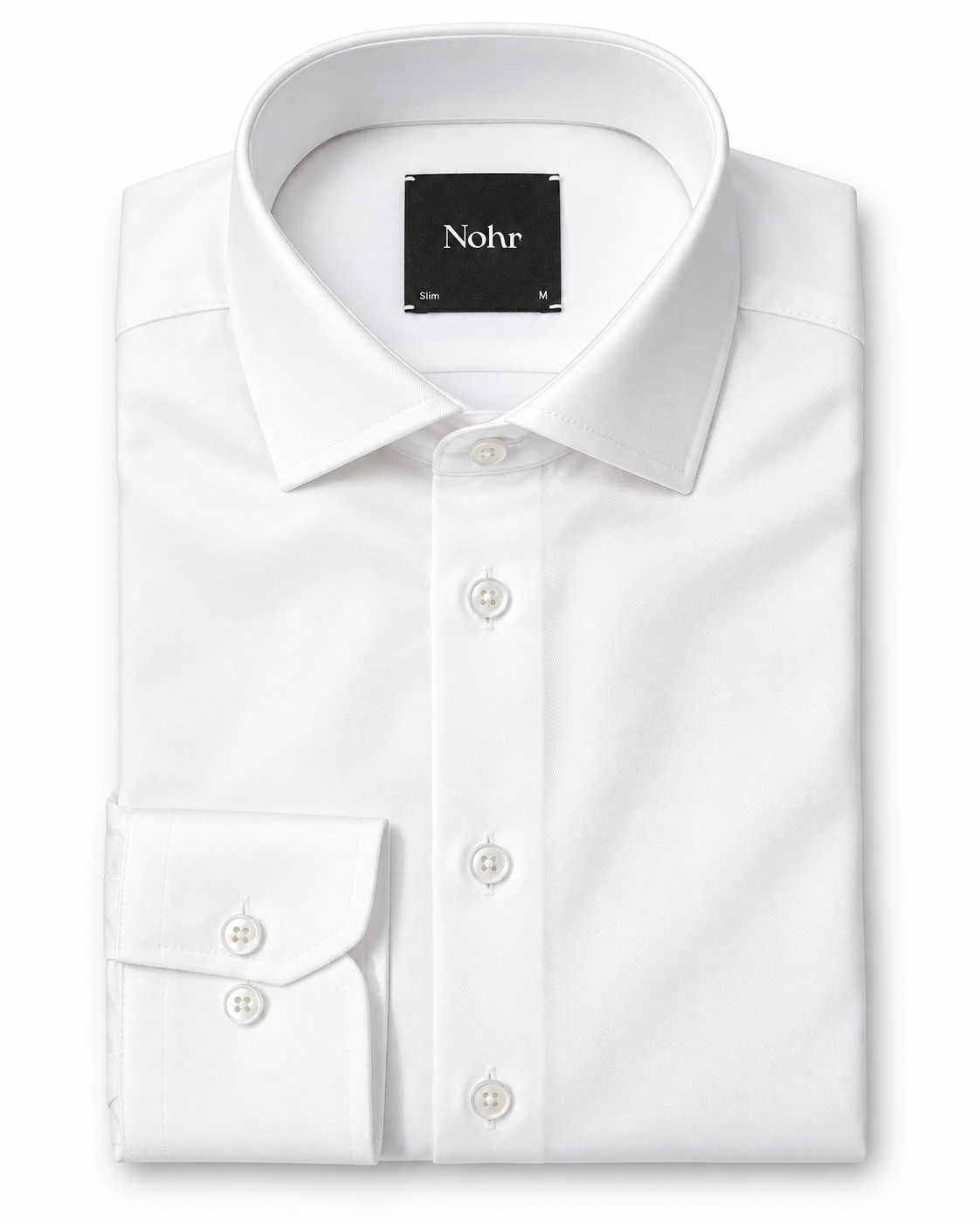 Nohr hvit penskjorte Slim Fit – KI-bearbeidet produktbilde basert på originalfoto