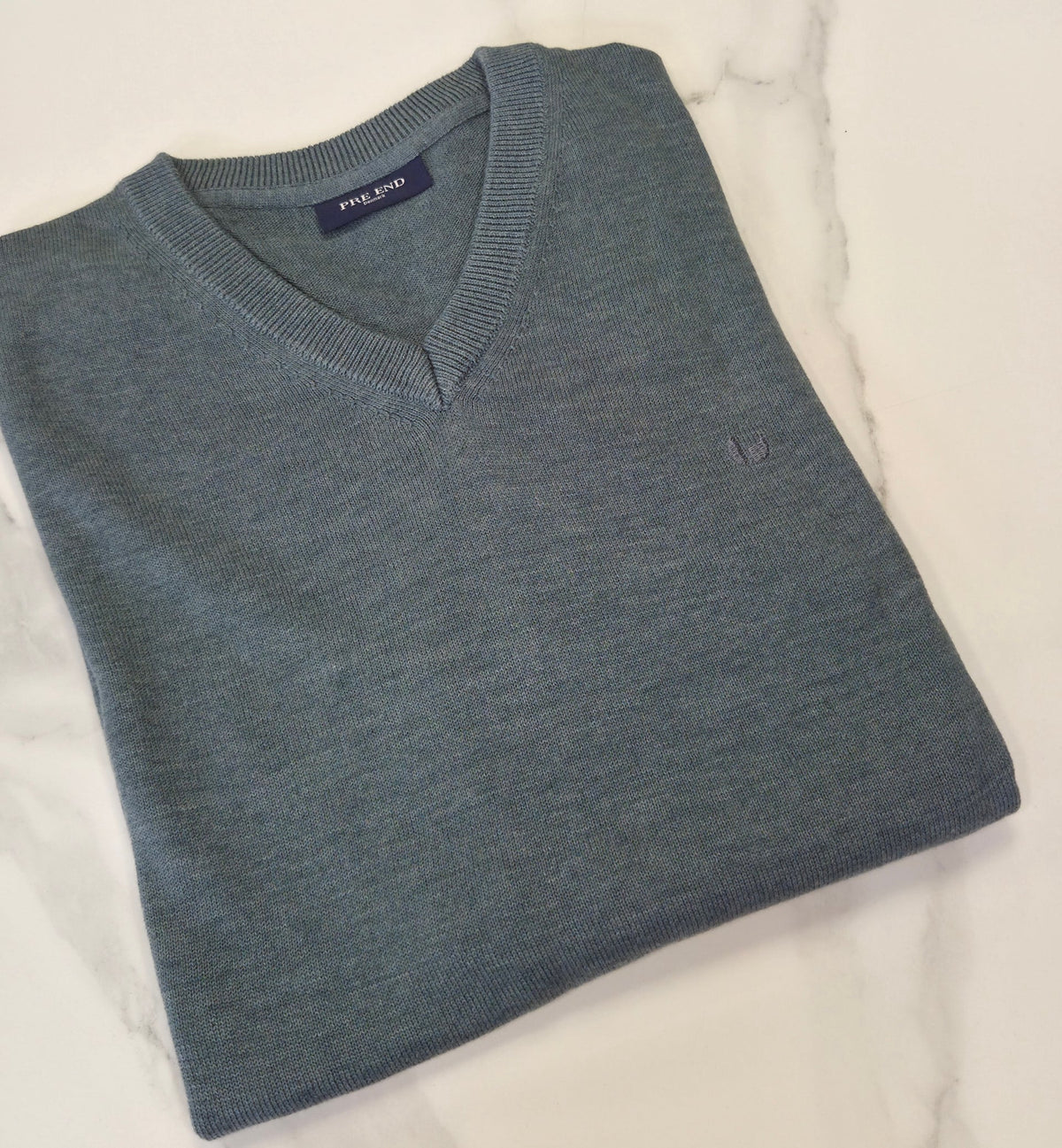 Pre End Malcom V-neck Green Melange – nærmeste dokumenterte farge: Sage Green – produktbilde 3
