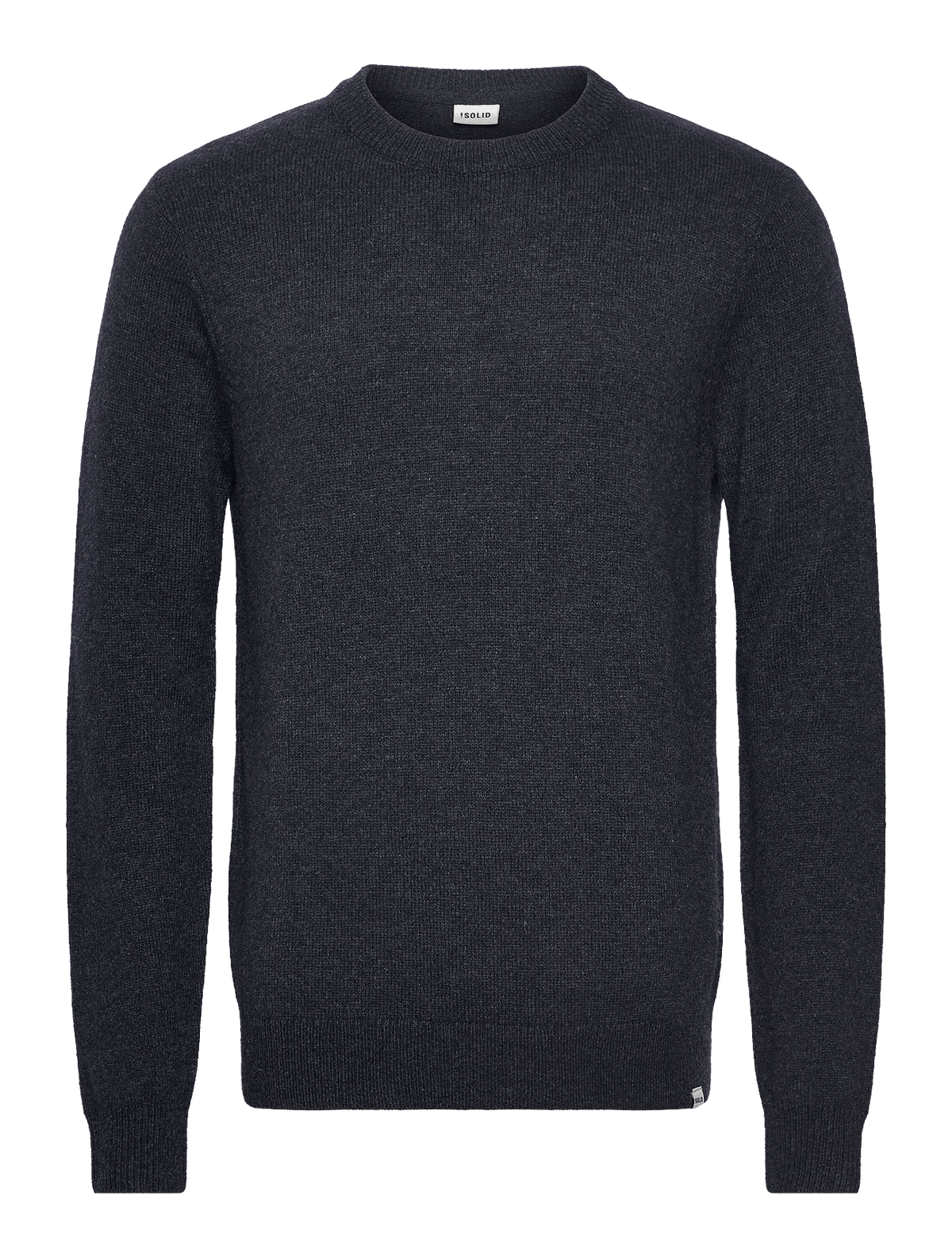 Solid Dyllon Wool O-Neck Knit Insignia Blue Melange – produktbilde 1