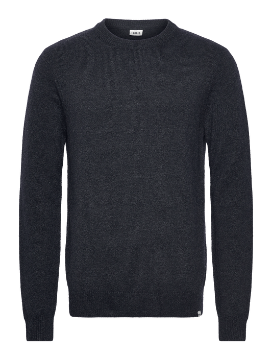 Solid Dyllon Wool O-Neck Knit Insignia Blue Melange – produktbilde 1