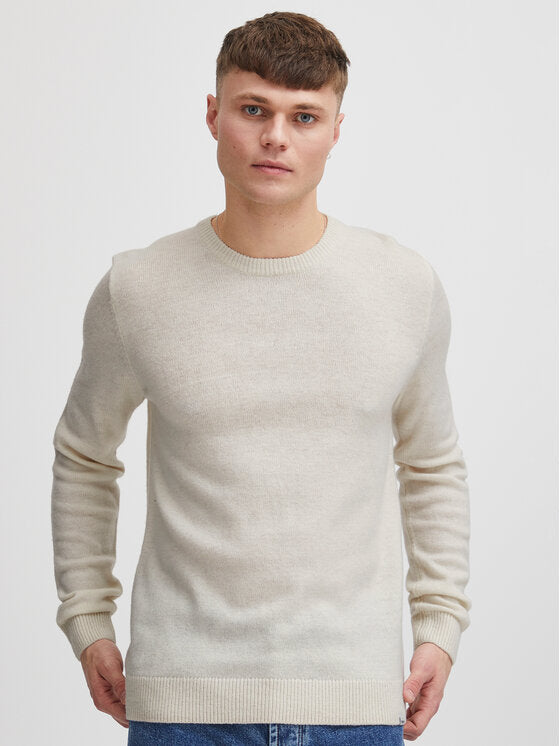 Solid Dyllon Wool O-Neck Knit Oatmeal – produktbilde 1