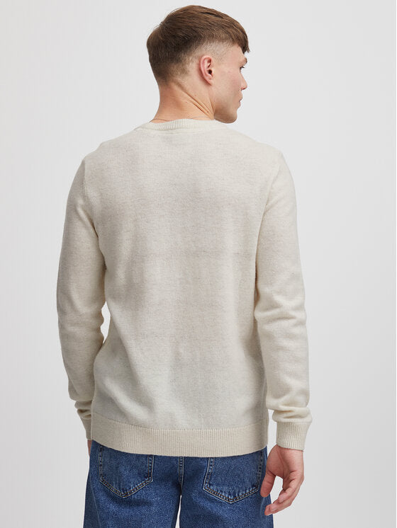 Solid Dyllon Wool O-Neck Knit Oatmeal – produktbilde 3