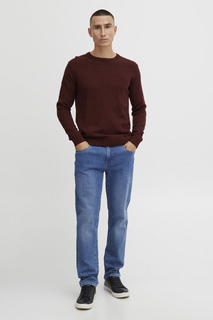 Solid Dyllon Wool O-Neck Knit Port Melange – produktbilde 1