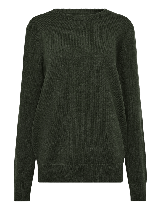 Solid Dyllon Wool O-Neck Knit Thyme Melange – produktbilde 1
