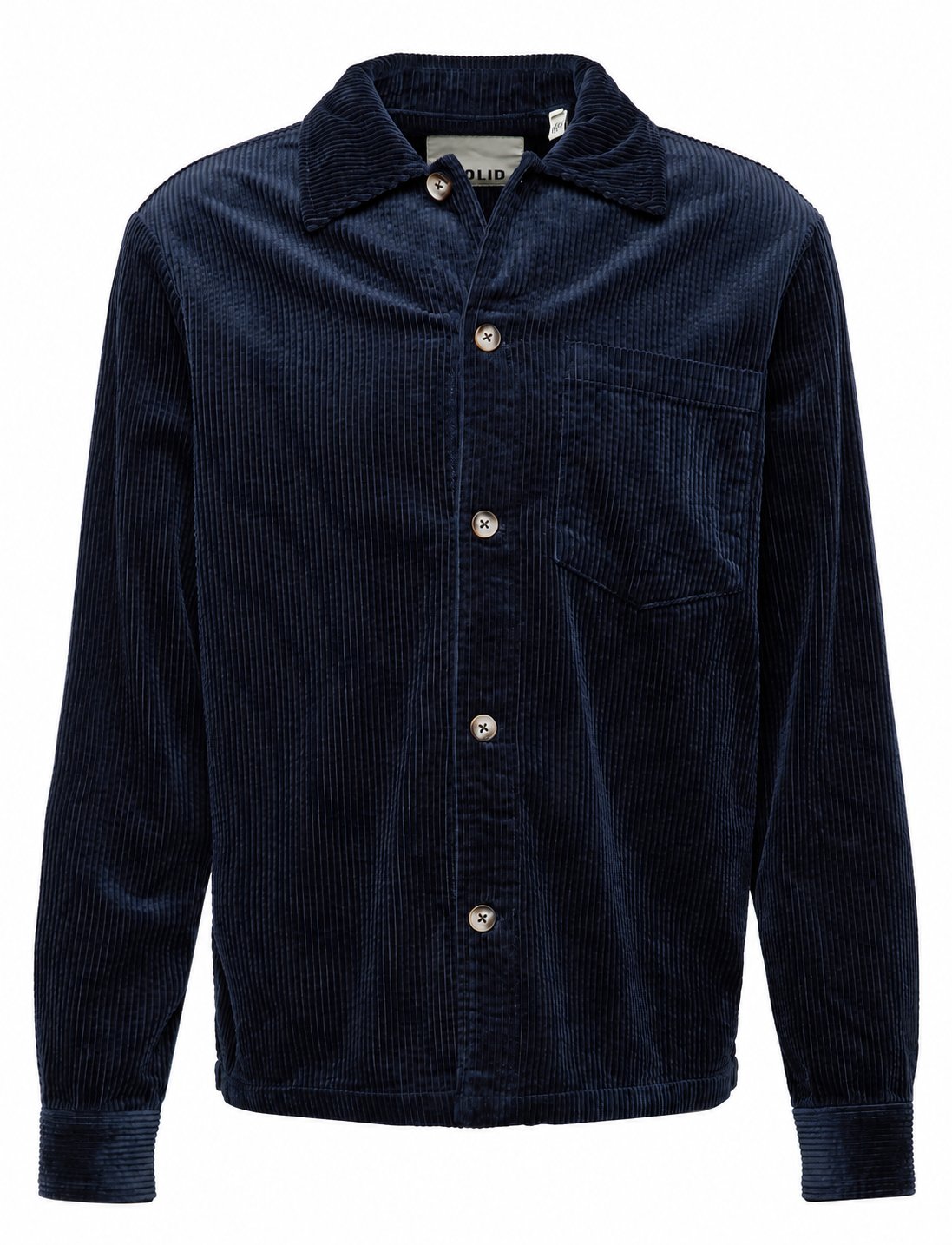 Solid Ingvi Cord Overshirt Navy – produktbilde på hvit bakgrunn