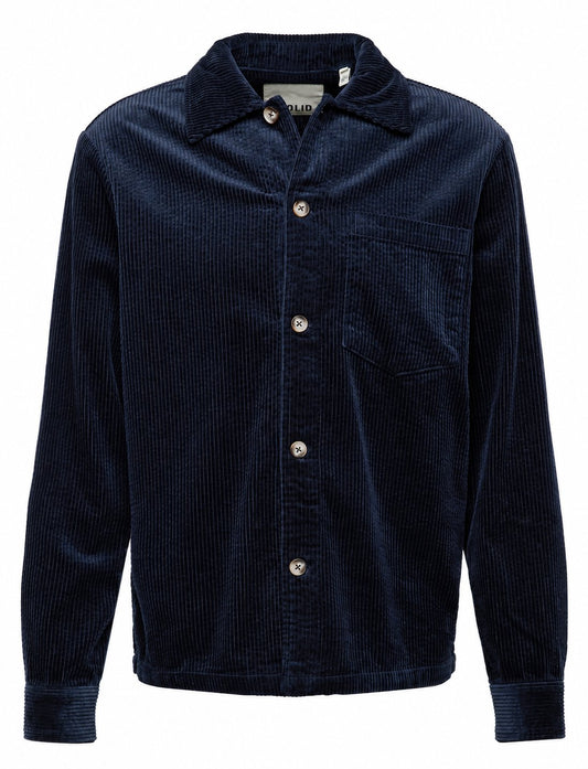 Solid Ingvi Cord Overshirt Navy – produktbilde på hvit bakgrunn