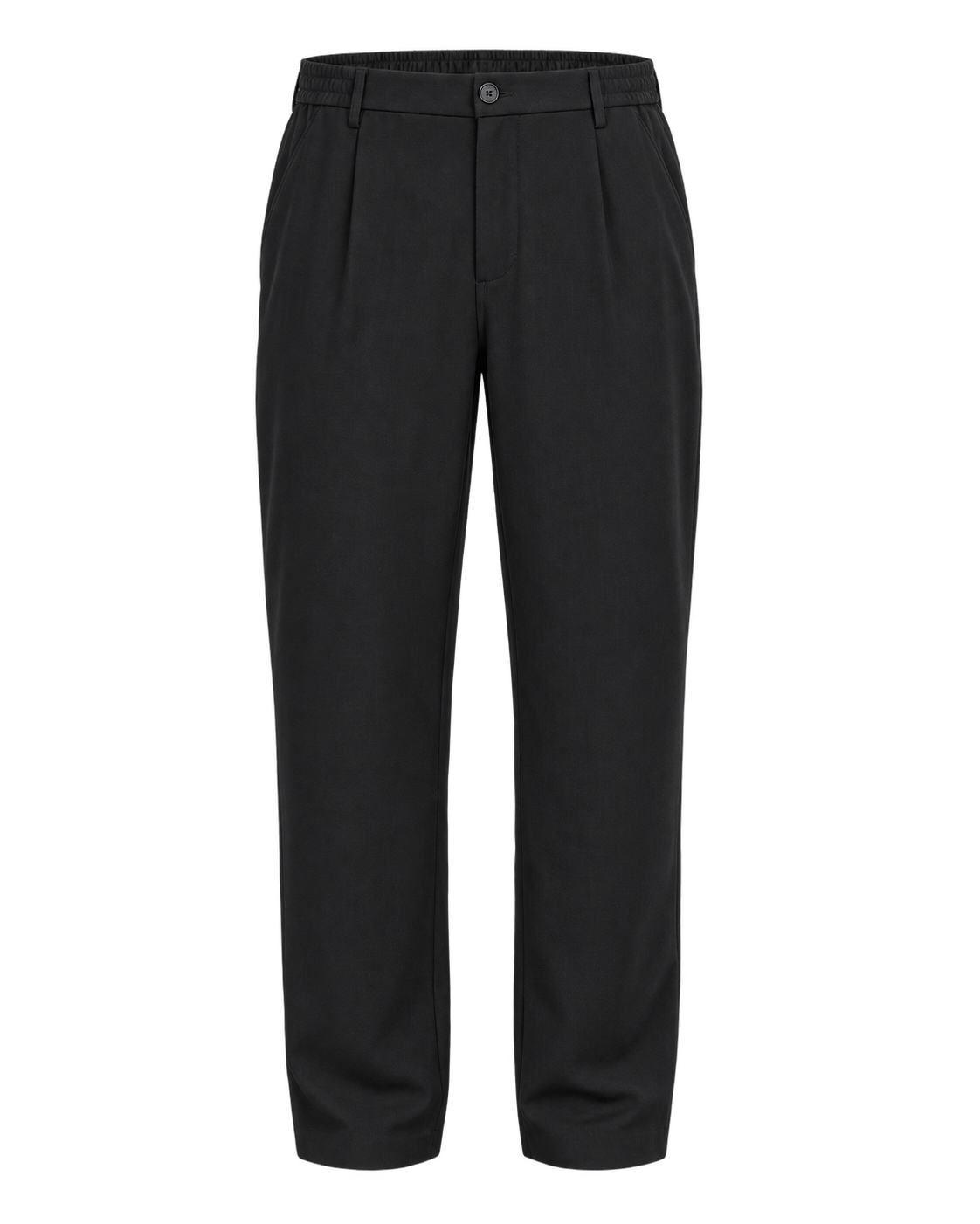 Solid Liam Elasticated Wool Pants Black – front på hvit bakgrunn