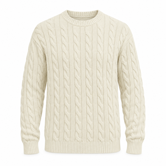 Solid Malcom Knitted Sweater Oatmeal – produktbilde