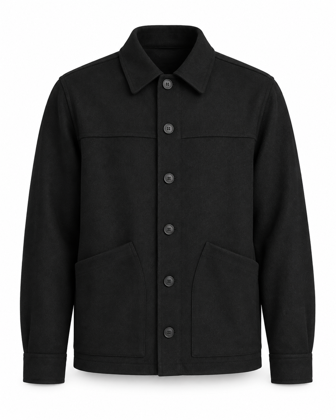 Solid Sonny Wool Overshirt Black – packshot på hvit bakgrunn