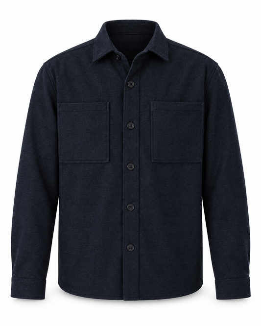 Solid Tam Overshirt Insignia Blue Melange – packshot på hvit bakgrunn